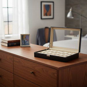 Estuche para Relojes de Cuero Negro con 24 Espacios, Amplio Espacio de Almacenamiento, Caja de Regalo para Relojes - Product Image 3