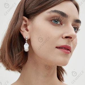 Gemnel Nieuwe Mode 925 Verzilverde Sieraden Grote Natuurlijke Barokke Parel Oorbellen - Product Image 5