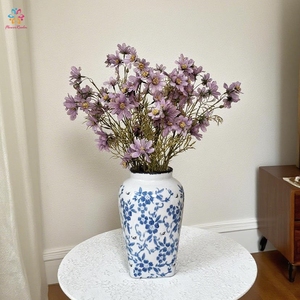 Fleur artificielle Cosmos de 80 cm, tige longue, <span class=keywords><strong>multi</strong></span>-têtes, fleurs sauvages en tissu avec bourgeons pour grand <span class=keywords><strong>vase</strong></span>, décoration intérieure - Product Image 1