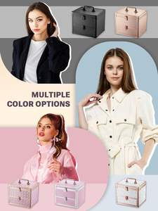 Estuche de <span class=keywords><strong>Maquillaje</strong></span> con Soporte para Brochas, Espejo LED Magnético, Estuche de Cosméticos de Viaje, Maleta de <span class=keywords><strong>Maquillaje</strong></span> con Cerradura con Llave - Product Image 2