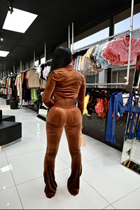Fall Lounge Wear Sets <strong>Women</strong> Clothing Crop <strong>Tops</strong> Sweat Suits <strong>Velvet</strong> 2 Piece Set <strong>Women</strong> Joggers Pants Outfits - Product Image 5