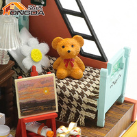 Hongda S2302 personnalisé mignon bricolage maison de poupée 3D fait à la main Miniature maison de poupée en bois maison de poupée avec lumière