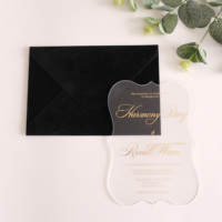 Acrylique Transparent Unique avec enveloppe en feuille d'or pour cartes d'invitation d'événements d'anniversaire de mariage cartes acryliques claires de Logo de bricolage