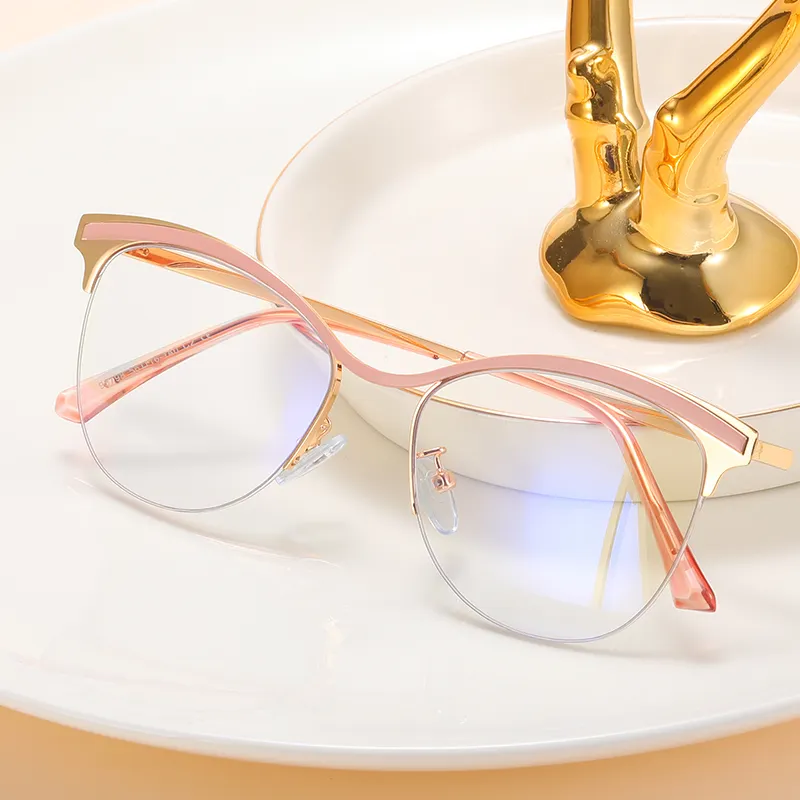 SHINELOT95798デザイン眼鏡フレームメガネファッショナブルなリムレスメガネキャットアイリムレス光学フレーム