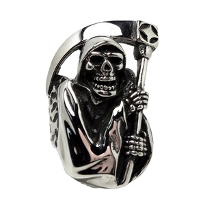 <b>Skull</b> And Scythe Men's <b>Ring</b> Titanium Steel Silver Color Asymmetry Design Gift Jewelry For Men - Product Image 5