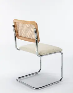 Modern restoran otel döşemeli vintage rattan ahşap tasarım modern gümüş cesca kamışı kol sandalye İskandinav yemek sandalyesi
