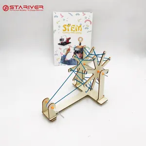 Kit Kayu STEM DIY Mesin Reeling, untuk Kit Pendidikan Sains Fisika Siswa dan Anak-anak