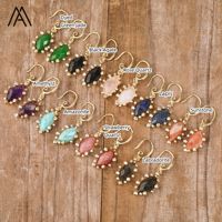 Pendientes de gancho de cristal de moda romántica curación de piedras preciosas naturales forma de ojo de caballo diamantes de imitación oro aniversarios fiestas regalo