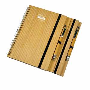 Graduation Gifts Recycled Bamboo Notebook with Ballpoint Pen - Custom Eco Diary for Students, Writing, Arts & Crafts - Product Image 1