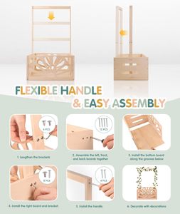 Panier de rangement en bois pour bébé, panier de douche pour bébé, panier de douche avec poignée, panier de bienvenue pour nouveau-né, garçons et filles, panier de rangement - Product Image 6