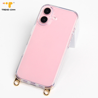 Clair PC TPU 2-en-1 Antichoc Téléphone Cas Longe Bandoulière Trou Compatible pour iPhone 16 13 Pro XS Max Vient OPP Sac