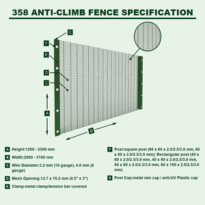 Recinzione di Sicurezza Anti-Arrampicata 358 per Prigioni, Facilmente Assemblabile, Anti-Taglio, Anti-Furto, a Bassa Manutenzione, Fabbrica Certificata CE ISO all'Ingrosso Q195 Q235 - Product Image 2