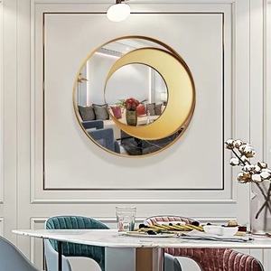 Miroir mural rond en fer doré - Design minimaliste moderne pour la salle de bain et la décoration de la maison - Product Image 5