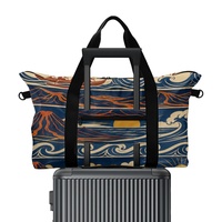 Sac de voyage pliable personnalisé à imprimé vagues hawaïennes pour le shopping, les voyages, le transport quotidien et les programmes d'étiquetage privé