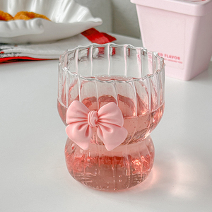 Taza de Agua de Vidrio con Lazo Rosa, Taza de Vidrio con Diseño de Dibujos Animados, Taza de Café con Rayas y Dibujos, Taza para Té de Frutas, Limonada, Regalo para Niñas - Product Image 2