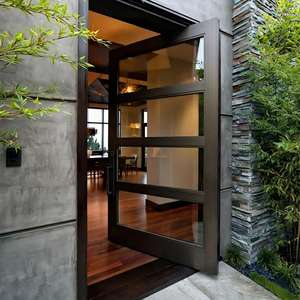 <span class=keywords><strong>ประตู</strong></span>บานพับอะลูมิเนียมสีดำทันสมัย พร้อมกระจกข้างและลายตาราง ดีไซน์กระจกบานใหญ่ สำหรับทางเข้าหลักของวิลล่า ระบบ<span class=keywords><strong>ประตู</strong></span>ทางเข้าด้านหน้า - Product Image 6