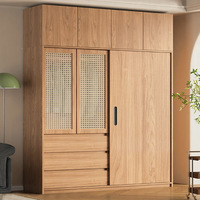 Ensemble de rangement de chambre à coucher moderne et personnalisé, armoire en rotin, étagères amovibles, lit, conception d'orga