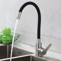 Robinet de cuisine en acier inoxydable au design moderne avec tuyau en silicone, rotation universelle, eau chaude et froide pour évier, idéal pour la vaisselle et le lavage