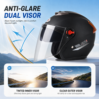 Casque de moto 3/4 ouvert homologué CE, en ABS avec amortisseur EPS, double visière transparente en PC, équipement de conduite
