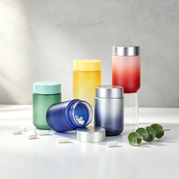 Vente en gros de flacons à pilules en plastique mat, contenants vides pour capsules, flacons de suppléments vitaminiques de couleur dégradée pour les soins de santé