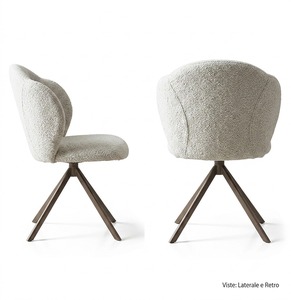 Fauteuil pivotant PUKA en tissu bouclé avec base en bronze pour salon - Product Image 1