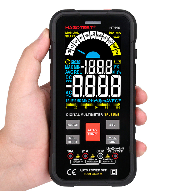 Professional True RMS Digital Multimeter Handheld Portable AC/DC 750V Smart Function Auto Identify Multi Tester Meter