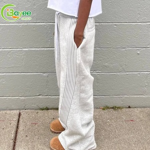 <span class=keywords><strong>Pantaloni</strong></span> Larghi da <span class=keywords><strong>Uomo</strong></span> in Cotone Streetwear con Logo Personalizzato, Joggers Oversize a Gamba Larga con Strisce Laterali - Product Image 5