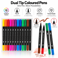 JOYCOLOUR Stylo marqueur à eau pour dessin, pointe fine, marqueur à eau 12 couleurs