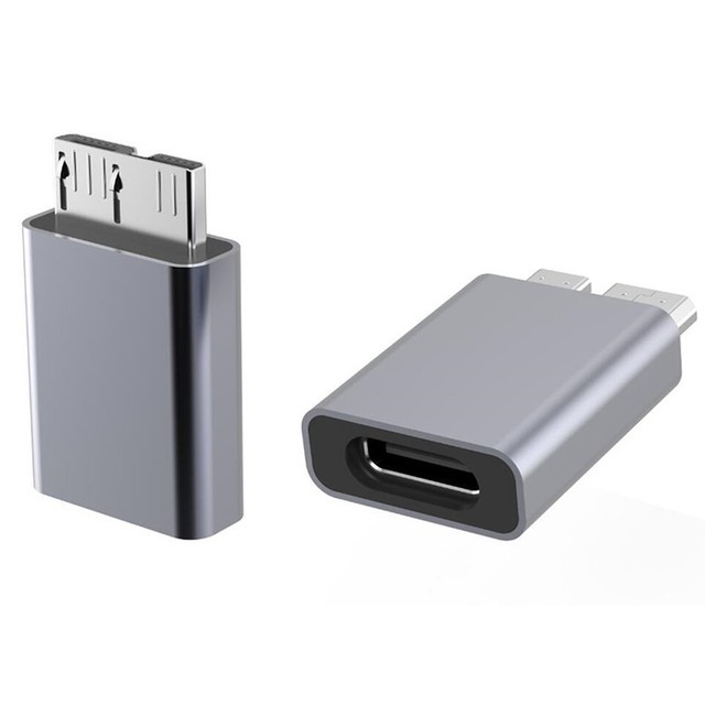 Aluminum Shell Type-C Female to Micro B USB 3.0 Male Adapter for Connecting Mac to Mobile Hard Drive Enclosure