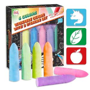 <span class=keywords><strong>Craie</strong></span> de trottoir lavable sans poussière, 6 couleurs, avec 3 pochoirs, vente en gros 2026 - Product Image 1