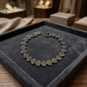 Bracelet en argent sterling 925 en forme de cœur, oxydé, fait à la main, combo cadeau pour filles et femmes, prix de gros - Product Image 2