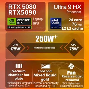 Portátil para juegos de alto rendimiento con RTX 5090/5080, Ultra 9, 275HX, 32 GB, 1 TB, pantalla de 16 pulgadas y diseño 3D. - Product Image 4