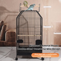 Cage à oiseaux multifonctionnelle, grande cage pour perroquets, en métal épaissi, facile à nettoyer, cage d'élevage d'oiseaux avec toit supérieur interactif