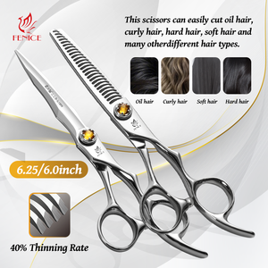 Forbici <span class=keywords><strong>da</strong></span> Barbiere di Alta Gamma Fenice in Acciaio Inossidabile VG10 ad Alta Durezza <span class=keywords><strong>Set</strong></span> di Forbici per <span class=keywords><strong>Parrucchiere</strong></span> con Viti a Sfera con Diamante Giallo - Product Image 6