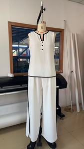 Conjuntos de 2 Piezas para <span class=keywords><strong>Mujer</strong></span>, Chaleco de <span class=keywords><strong>Lino</strong></span>, Pantalones Anchos, Trajes Casuales Elegantes - Product Image 5