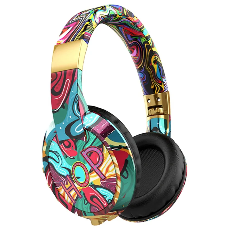 Chinese Stijl Bt 5.0 Graffiti Sport Auricular Casque De Musique Ruisonderdrukking Draadloze Stereo Headset Hoofdtelefoon Oortelefoon