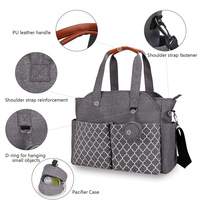 Sac à langer de style tote grande capacité, résistant à l'eau, avec poches isothermes, étui à sucettes, sac de maternité pour bébé