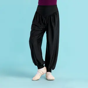 Оптовая продажа, дешевые высококачественные детские черные свободные нейлоновые танцевальные штаны из модала и спандекса для девочек