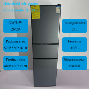 238L Large Capacity Three-Door Household <b>Refrigerator</b> With Compressor for Hotels 238l 238l - Product Image 3