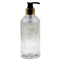 Bouteille Distributrice en Plastique Vide avec Logo Personnalisé, 400 ml, Rayures Verticales, Bouteille Pompe en PETG pour Emballage de Shampooing, Gel Douche, Lotion pour Hôtel