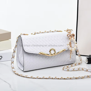 New Fashion Women's Bag Trendy Girl Portable Diagonal Span Luxury Bags Women <b>Handbags</b> With Pearls Pendent - Product Image 4