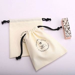 Custom Logo Printed Cotton <b>Drawstring</b> Jewelry Gift Coin Storage Bag Mini Luxury Cotton Jewelry Packaging <b>Pouch</b> - Product Image 1