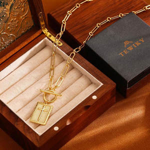 Delicado Collar con Colgante para Mujer, Chapado en Oro PVD de 14k y 18k, Acero Inoxidable 316L, Joyería Fina, Cadena con Cierre de Palanca - Product Image 5