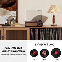 Pemutar Piringan Hitam Vinyl dengan Penerima Bluetooth Terintegrasi & 2 Speaker Stereo, Pemutar Piringan Hitam Retro Portabel 3 Kecepatan 3 Ukuran