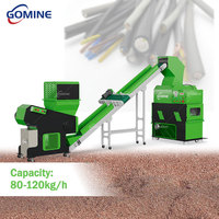 Ligne complète de recyclage de fil de cuivre avec pré-déchiqueteuse, séparateur de fer, convoyeur, broyeur et granulateur 80-120 kg/h