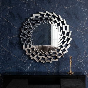 <span class=keywords><strong>Miroir</strong></span> mural géométrique rond effet soleil, cadre biseauté multi-facettes, <span class=keywords><strong>miroir</strong></span> décoratif moderne - Product Image 3