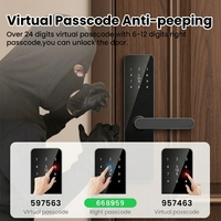 Serrure de porte intelligente facile à installer avec déverrouillage par carte pour contrôle via l'application TTLock, en alliage d'aluminium pour portes en bois (noir)