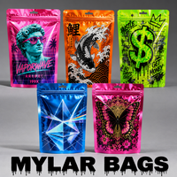 Sacs à tabac plats refermables en Mylar imprimés sur mesure, sacs à cigarettes, sacs à tabac jetables