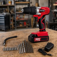 Perceuse sans fil 20V 60Nm sans balais, mandrin auto-serrant 3/8 po, vitesse variable 1600 tr/min, alimentée par batterie pour usage domestique, électrique et automobile
