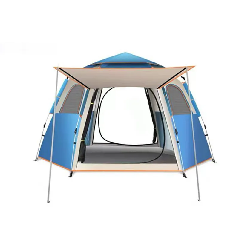 Barraca de acampamento automática verde e azul gazebo, barraca familiar ao ar livre para viagens, novidade